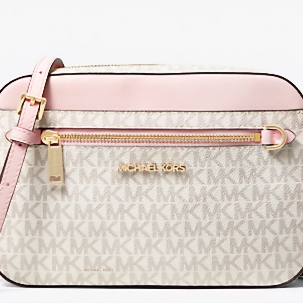 Michael Kors Pink and Cream MK Crossbody Bag
